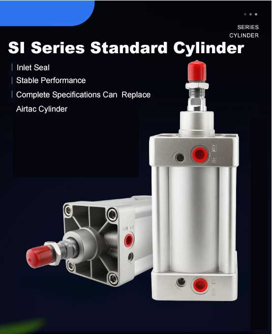 SI Series Double Acting  Silver Aluminum Alloy  Pneumatic Air Standard Pneumatic Cylinder