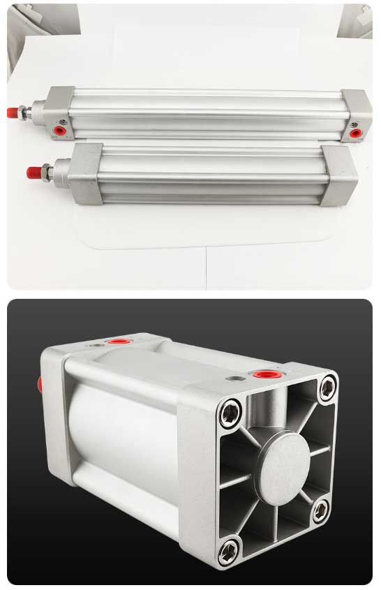 SI Series Double Acting  Silver Aluminum Alloy  Pneumatic Air Standard Pneumatic Cylinder