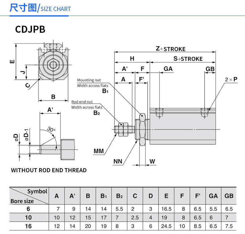 Single action CJPB series double action CDJPB mini pneimatic cylinders with magnetic