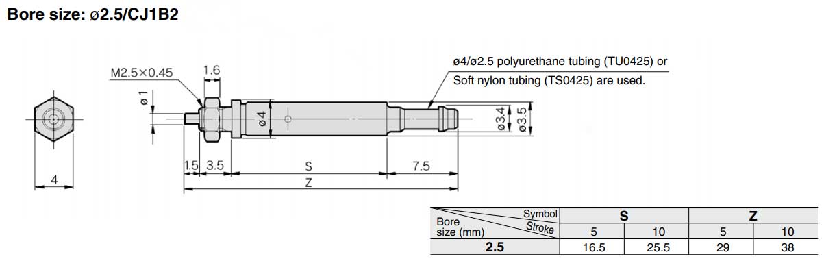 SMC type CJ2B/CJ1B/CDJ2B single acting pneumatic cylinder