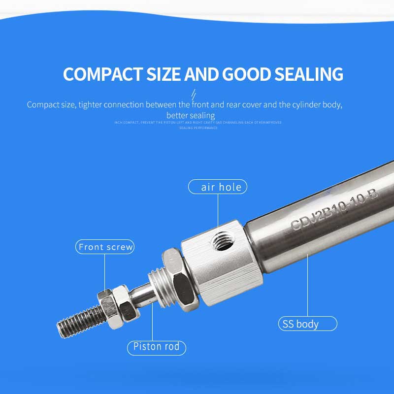 SMC Type PB CDJ2B Type 10mm Bore Size Double Action Mini Pneumatic Cylinder Aluminum Stainless Steel Air 2 units