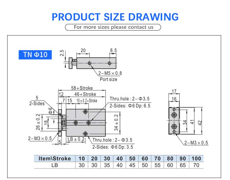 TN Parallel Bar Double Shaft Customized Twin Rod Pneumatic Cylinder