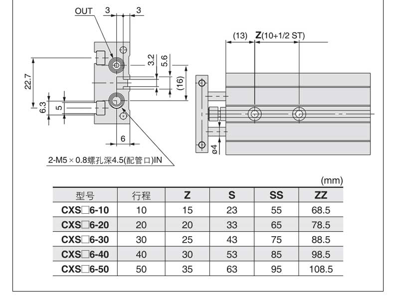 TR/CXSM25X10 CXSM25X15 CXSM25X20 CXSM25X25 CXSM25X30 CXSM25X40 CXSM25X50 CXSM25X100 Twin-rod pneumatic cylinder