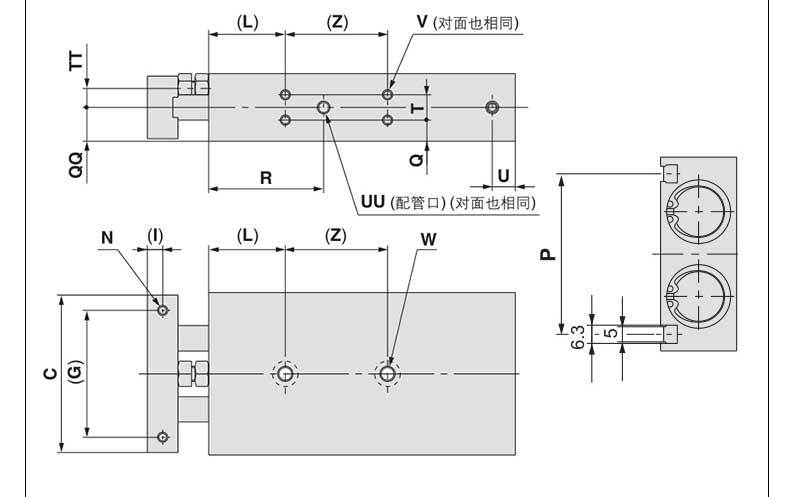 TR/CXSM25X10 CXSM25X15 CXSM25X20 CXSM25X25 CXSM25X30 CXSM25X40 CXSM25X50 CXSM25X100 Twin-rod pneumatic cylinder