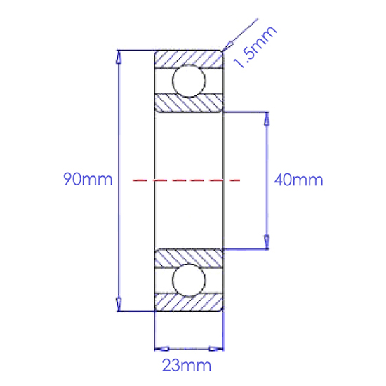 40mm Deep Groove Ball Bearing, Single Row