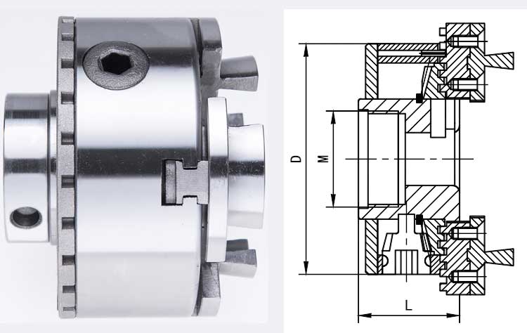 4 Jaws Wood Lathe Chuck 4'' with M40x2 to 1''-8 Sleeve