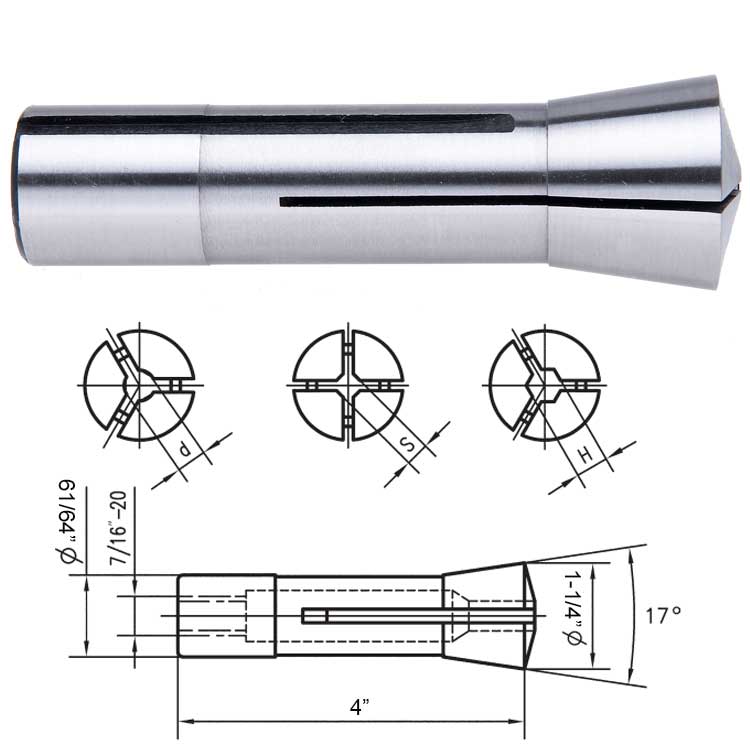 1/8" - 3/4" By 8TH 6 Piece Precision R8 Collet Set