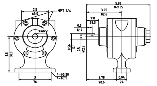 1.5hp (1.2kW) Pneumatic Vane Air Motor