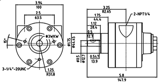 1.5hp (1.2kW) Pneumatic Vane Air Motor