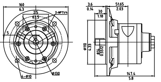 1.5hp (1.2kW) Pneumatic Vane Air Motor