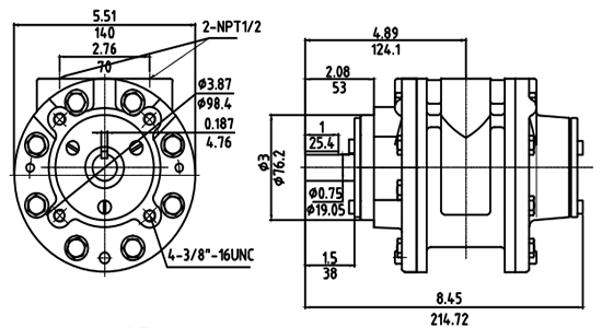 5hp (3.9kW) Pneumatic Vane Air Motor