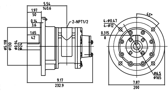 5hp (3.9kW) Pneumatic Vane Air Motor
