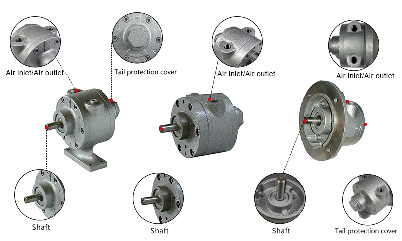 1.5hp (1.2kW) Pneumatic Vane Air Motor
