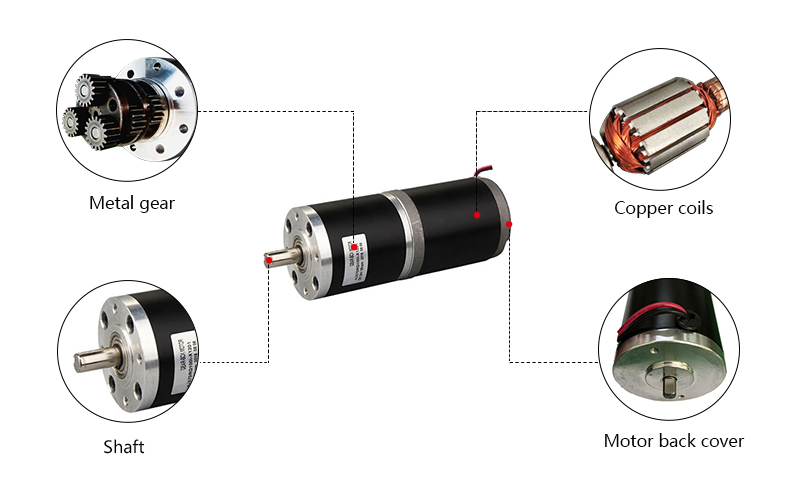 Brushed DC Motor with Gearbox, 2800rpm 12V/24V, 70mm