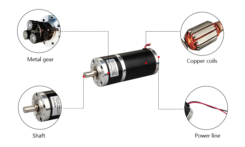 Brushed DC Motor with Gearbox, 3200rpm, 12V/24V, 62mm