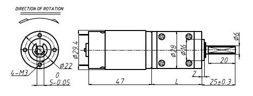 Brushed DC Motor with Gearbox, 7000rpm, 12V/24V, 28mm