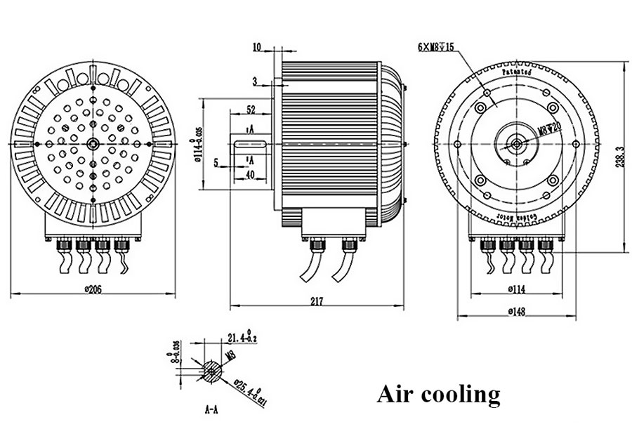 10 kW Air Cooling BLDC Motor For Electric Vehicle