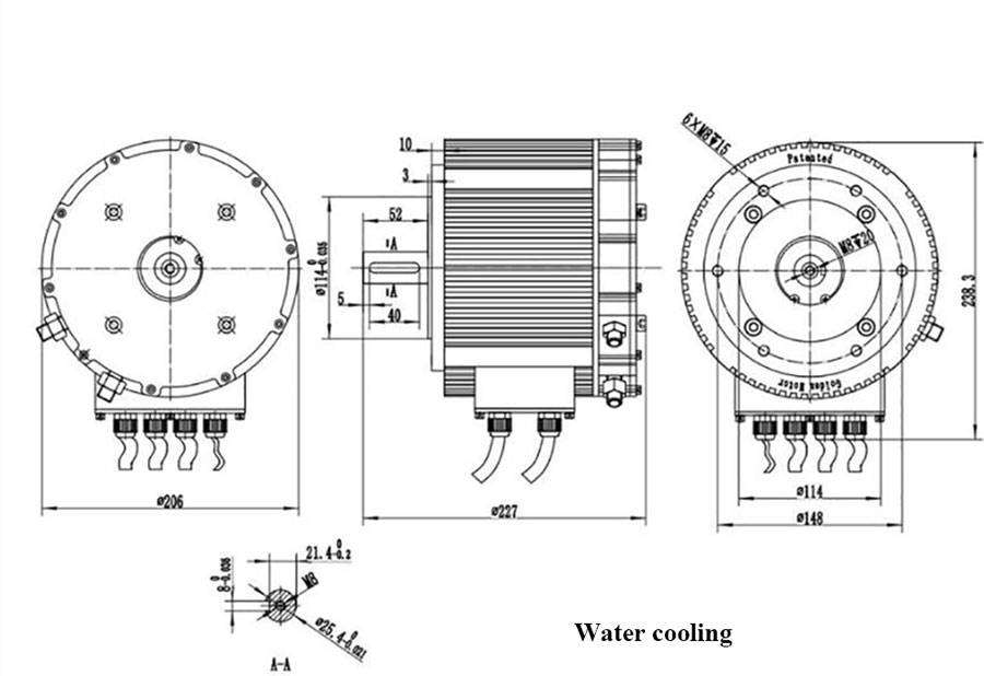 10 kW Water Cooling BLDC Motor For Electric Vehicle