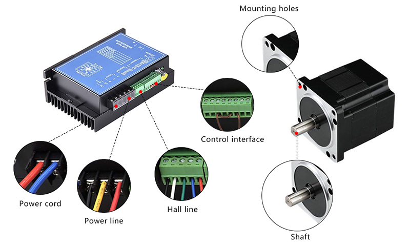 350W Brushless DC Motor, 24V/48V, 1.12 Nm