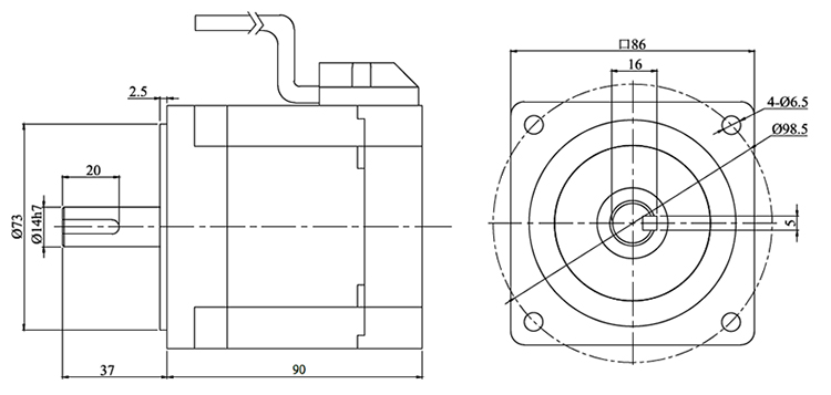 350W Brushless DC Motor, 24V/48V, 1.12 Nm