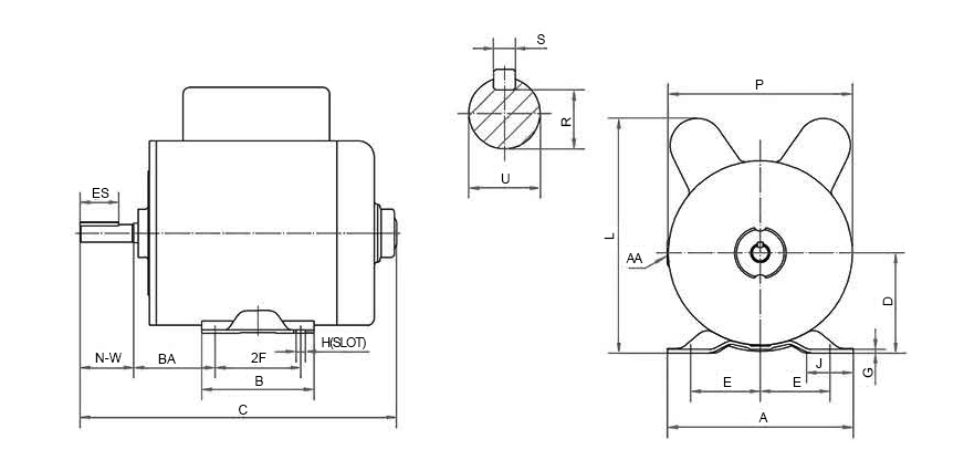 1 hp (0.75 kW) Air Compressor Motor, 115/ 230V, 5/8 Shaft