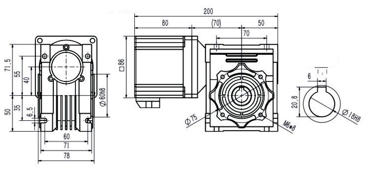 200 W DC Worm Gear Motor, 12V/24V/48V