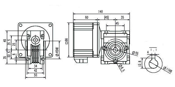 90 W DC Worm Gear Motor, 12V/24V/48V