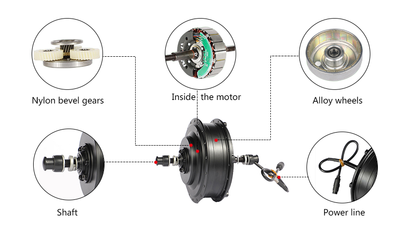 1000W Gear Hub Motor, 24V/ 36V/ 48V, 95 N.m