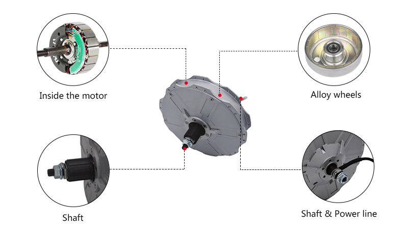 1000W Gearless Hub Motor, 36V/ 48V/ 60V/ 72V, 95 N.m