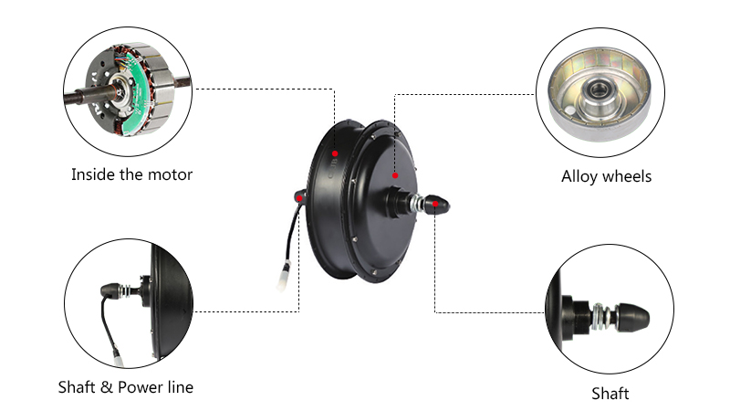 3000W Gearless Hub Motor, 72V, 80 N.m