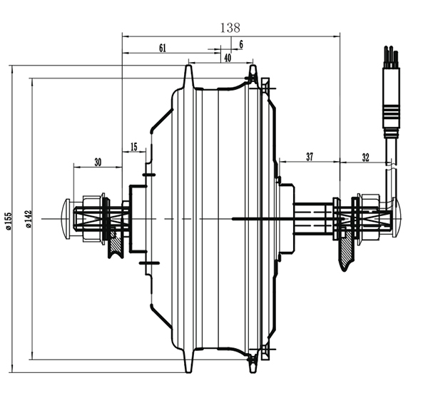 500W Gear Hub Motor, 24V/ 36V/ 48V/ 60V, 40 N.m