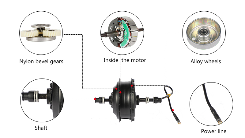 500W Gear Hub Motor, 24V/ 36V/ 48V/ 60V, 40 N.m