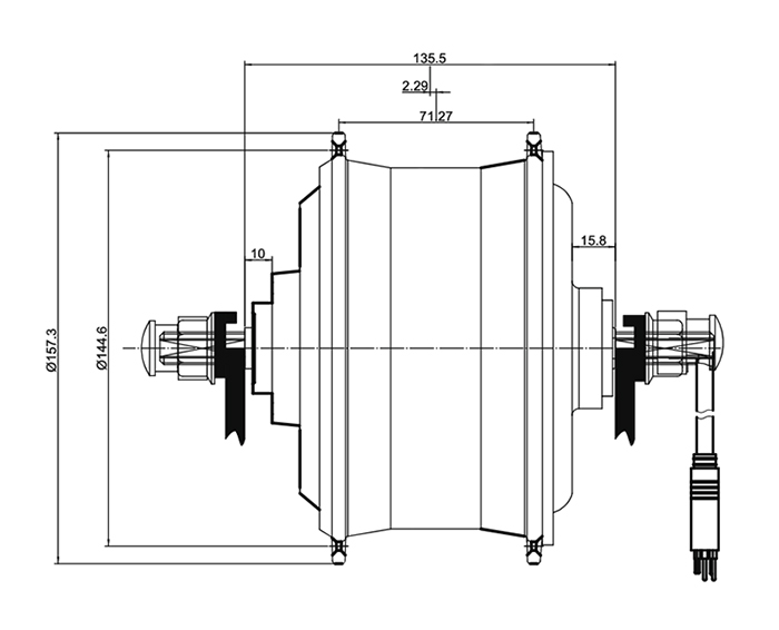 750W Gear Hub Motor, 36V/ 48V/ 60V, 40 N.m