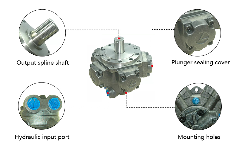 10 hp 1000~1500 rpm Radial Piston Hydraulic Motor, 20MPa