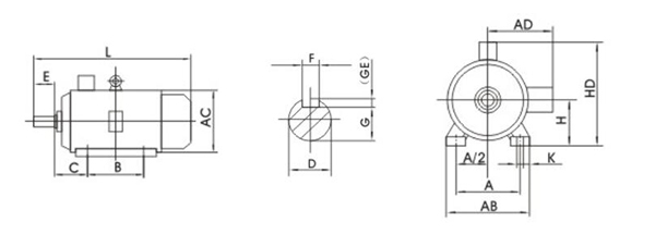 7.5 hp (5.5kW) 3 phase 4 pole AC Induction Motor