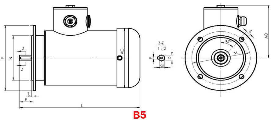 10hp (7.5kW) Stainless Steel Motor, 3 Phase, B3/ B5/ B14