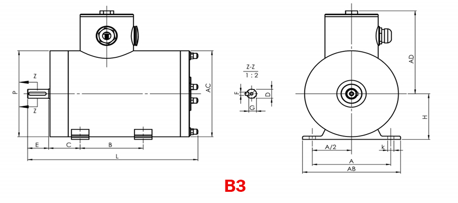 1hp (0.75kW) Stainless Steel Motor, 3 Phase, B3/ B5/ B14