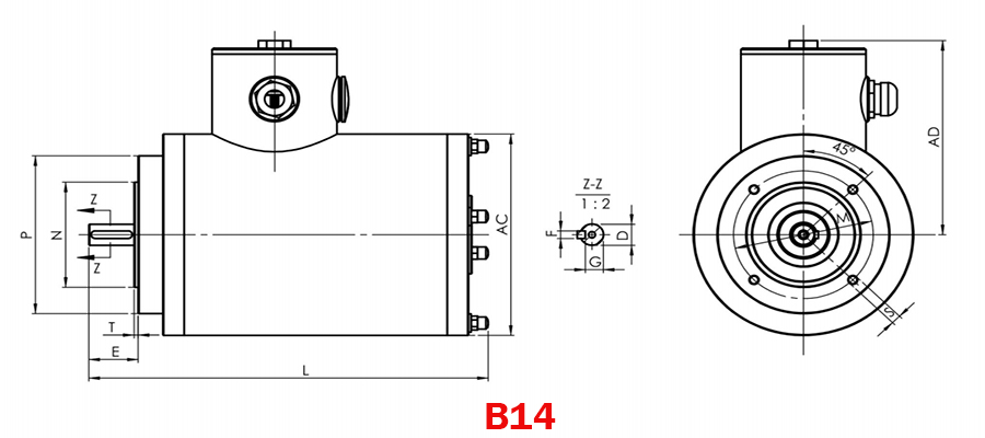 1hp (0.75kW) Stainless Steel Motor, 3 Phase, B3/ B5/ B14