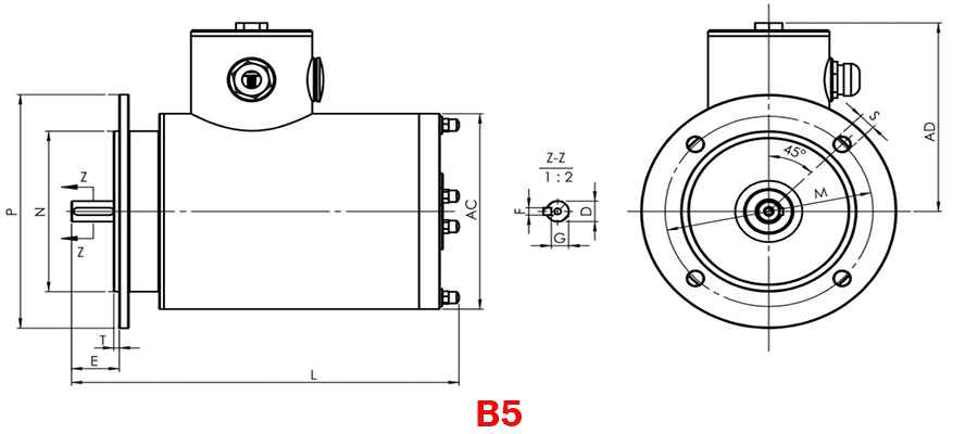 1hp (0.75kW) Stainless Steel Motor, 3 Phase, B3/ B5/ B14