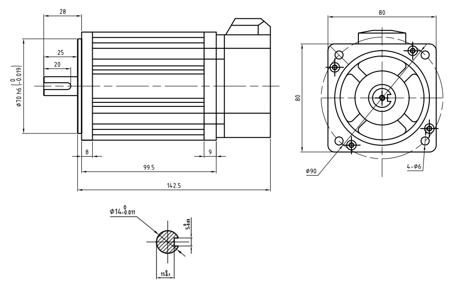 200W 24V DC Servo Motor, 1.27 Nm, 1500 rpm