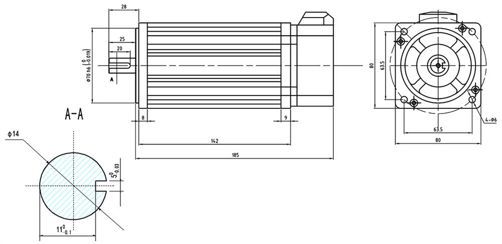 400W 24V DC Servo Motor, 2.25 Nm, 1500 rpm