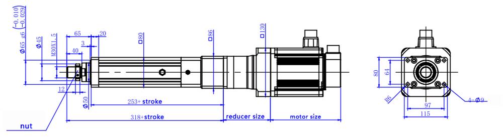 1500W Linear Servo Motor, 7.16Nm, 31.8kN, 1500mm
