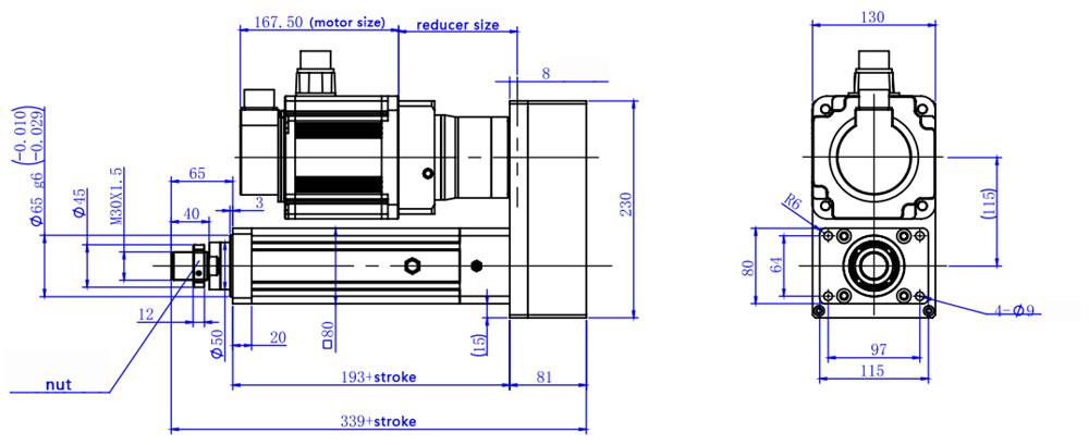 1500W Linear Servo Motor, 7.16Nm, 31.8kN, 1500mm