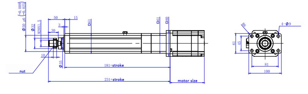 400W Linear Servo Motor, 1.27Nm, 1.02 kN, 800mm