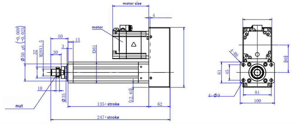 400W Linear Servo Motor, 1.27Nm, 1.02 kN, 800mm