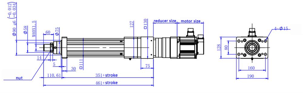 5.5kW Linear Servo Motor, 35Nm, 56kN, 1800mm