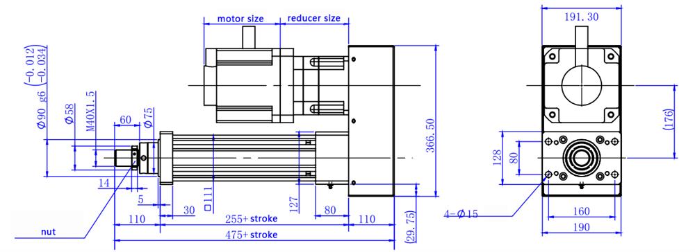 5.5kW Linear Servo Motor, 35Nm, 56kN, 1800mm
