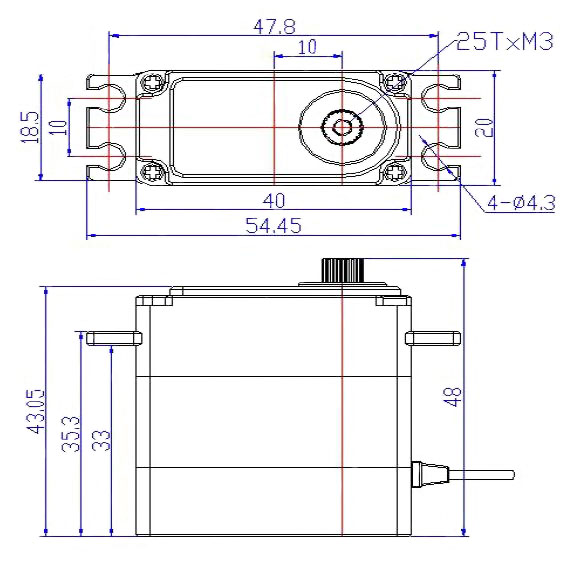 40 kg·cm (4 Nm) RC Servo Motor, 6V/ 7.4V