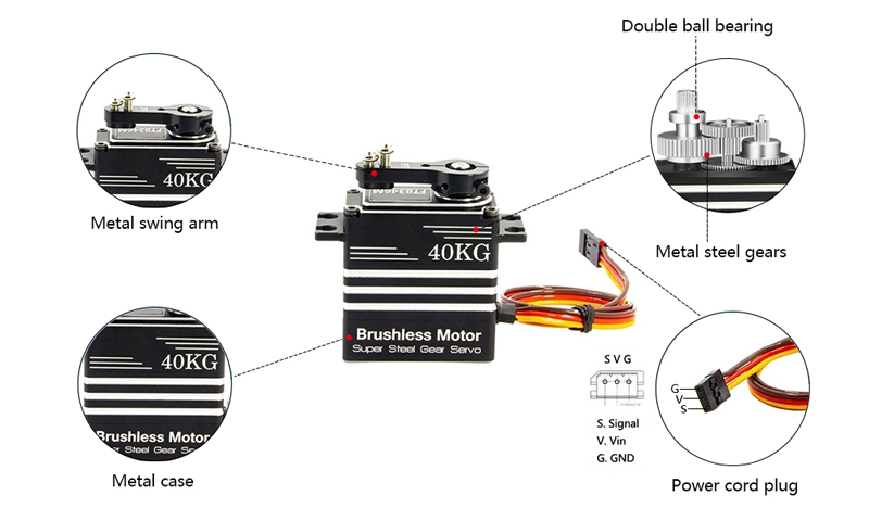 40 kg·cm (4 Nm) RC Servo Motor, 6V/ 7.4V