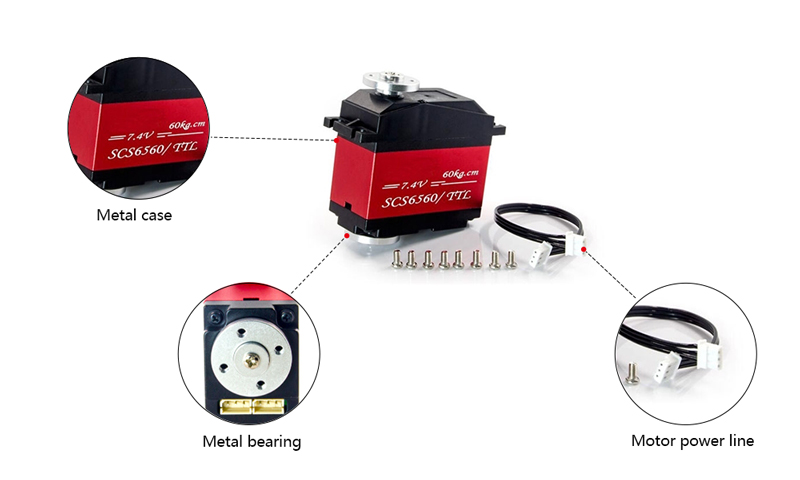 60 kg·cm (6 Nm) RC Servo Motor, 6V/ 7.4V